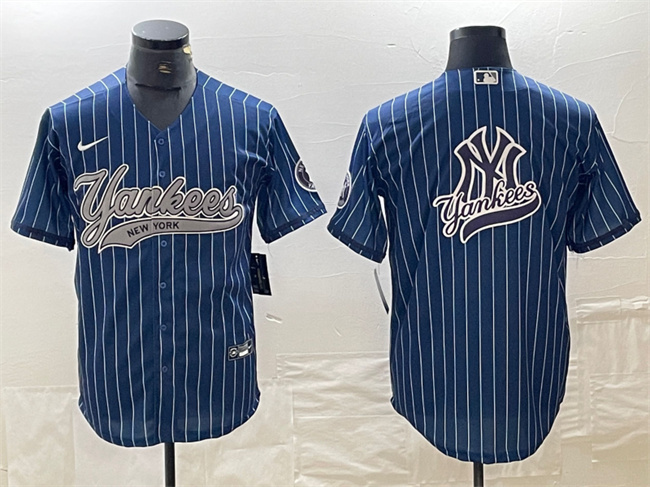 Men's New York Yankees Navy Team Big Logo Cool Base Stitched Baseball Jersey Men's New York Yankees Navy Team Big Logo Cool Base Stitched Baseball Jersey